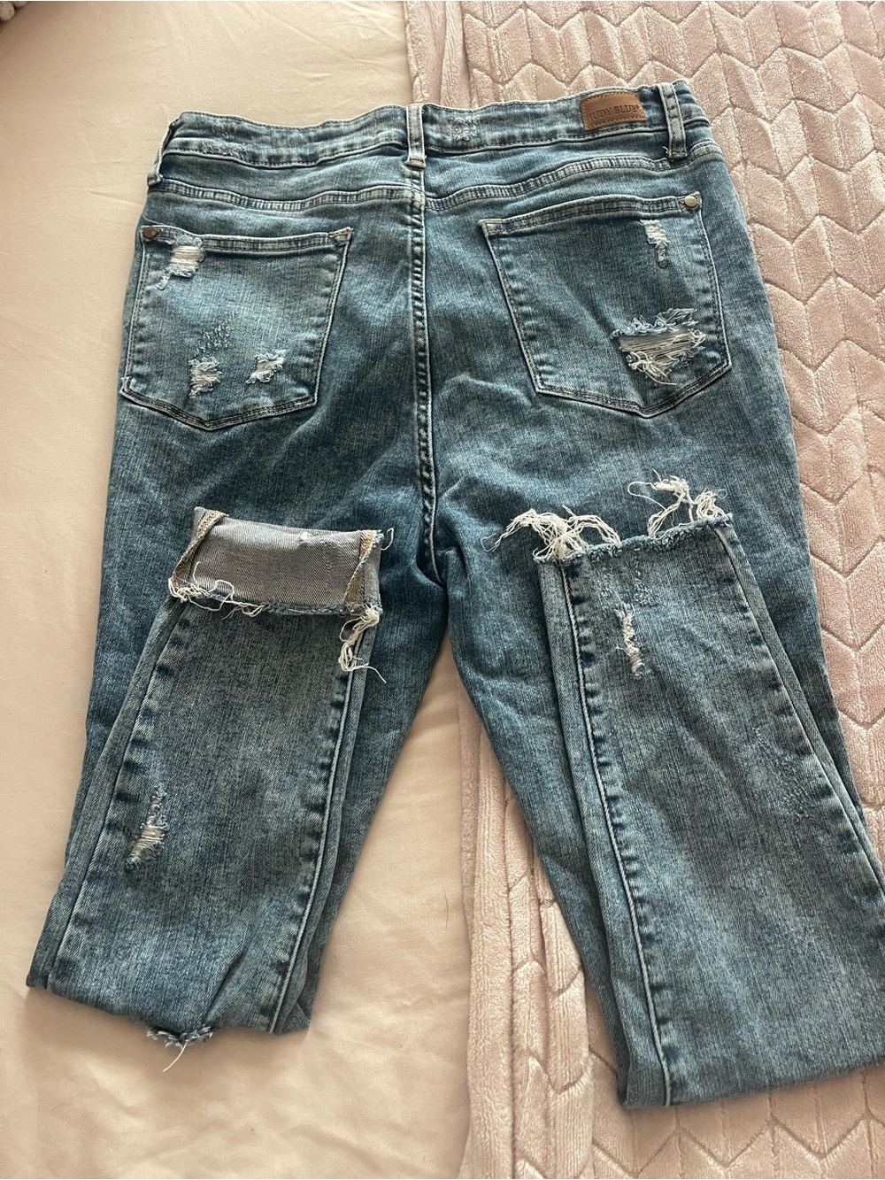 Judy blue Women’s Distressed Blue Jeans - High-Rise Retro Fit